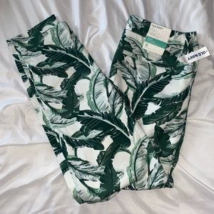 Printed Leaf Pants- Fitted